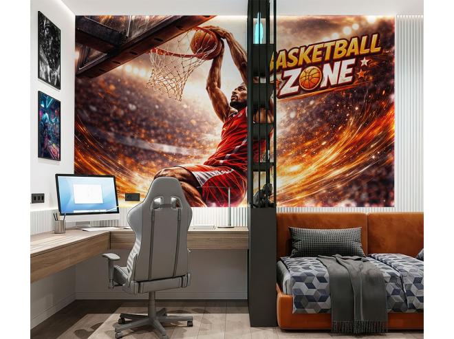 Фототапет Basketball Zone - забивка с огнен ефект